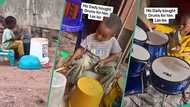 Talented boy gets brand new drum set from dad who watched him play with buckets and sticks