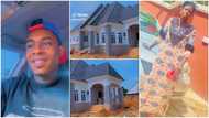 "All for you mama": Young Nigerian man builds house with elaborate roof in video, makes his family proud