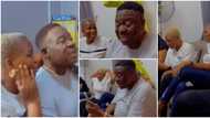 "That was fast": Mr Ibu, wife and daughter reconcile, family teary and all smiles as they reunite in videos