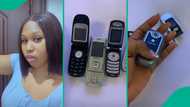 "He think say we still dey 1975": Nigerians react as lady flaunts phones her uncle sent from UK