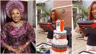 "Made me shed tears of joy": Colleagues storm actress Biola Bayo's house with money cake, other gifts