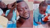 "I want to pray with mum": Man who wants to have good time with wife stylishly begs his baby to sleep in video