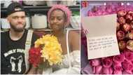 "She don fall yakata": Cuppy shares photos as fiancé showers her with flowers, cute note for Val