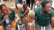 "I broke the record at last": Nigerian man uses his teeth to peel 50 coconuts, video goes viral