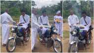 "More keys bro": Young man buys okada, dedicates it to God in church, members celebrate him