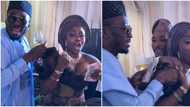 You get big bros? Actress Bisola shouts with joy as comedian Bovi sprays her crisp N500 notes at wedding party