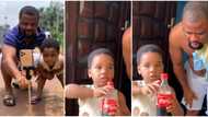 Actor Apama’s cute daughter sings Dorime as she lifts coke bottle in funny video