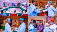 Photos emerge as Tinubu, Osinbajo, Lawan, other APC presidential aspirants meet with Buhari