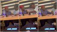 "Wife material": Nigerian man enters restaurant, starts eating lady's food in prank video, she looks surprised