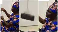 Funny old woman unties her phone from local nylon to pick calls