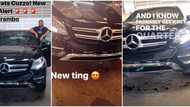 Davido's cousin Sina Rambo buys new Mercedes Benz, shares photos, videos online