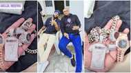 “E go tar roads tire for Nigeria”: Isreal DMW excitedly flaunts Davido’s jewelleries as he finally holds them