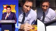 Moments after shedding tears during blockbuster press conference, Barcelona fans mob Messi