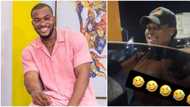 You too fine: BBNaija's Eric blushes hard in cute video as female attendant recognises him at filling station