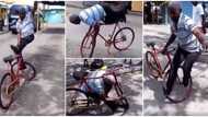 Old man shows off amazing bicycle balancing skills in video, pulls clothes without feet landing on the ground