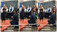 Video: Lady leading worship session in church ignores her fiancé's proposal, people react