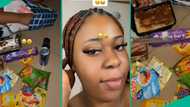 Lady shows food and provisions her friend received from man during talking stage, video trends