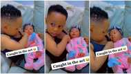 "Caught in the act": Mum catches her son trying hard to breastfeed his baby sister, lovely video goes viral