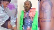 Another die-hard fan renders Naira Marley speechless again as she tattoos his face on her thigh