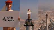 Viral video shows pretty air hostess standing at the top of the tallest building in the world for advert