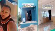 Nigerian man builds room and parlour self contain on small land, shows off unique interior
