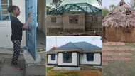 After years of working as house help, lady destroys parents' mud house, erects fine building, video trends