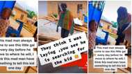 "The child will be a president": Nigerians react to video of a mad-man always visiting a little girl at a shop