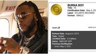 Singer Burna Boy jubilates as 2018 hit song Ye is certified gold in the US