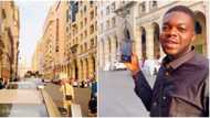 "I see beauty": Cute Abiola lands in Mecca, shows off monument as he flaunts phone's feature