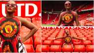 When last una win match? Reactions as DJ Cuppy visits Old Trafford, rocks unusual Manchester United gown