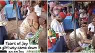 "Na guy wey calm down we go shed tears for": Nigerian bride cries like baby at her wedding, video goes viral