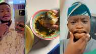 "She try o": Nigerian man visits his crush for first time, displays food she served him, many react