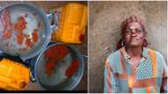 Nigerian mum in tears after opening 2 palm oil kegs she bought from man out of pity, sad photo emerges