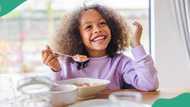 Funny young kid asks for water and milk shortly after eating, appears wiser than her age