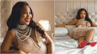 Erica declares herself wife of billionaire as she shares dazzling photos on a cushion bed