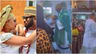 Churchill, Rosy Meurer don matching outfits as they dedicate son in church amidst Tonto Dikeh-Kpokpogri drama