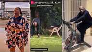 “Can your candidate do it?”: Eniola Badmus shares images of Asiwaju Bola Tinubu doing touch your toe exercise