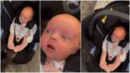 Video captures baby's reaction as he drops pacifier in surprise after seeing a dog for the first time