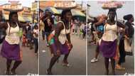 "She’s very beautiful": Pretty hawker in heels whines waist as she dances to Buga on street in cute video