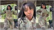 Lady serving in US Army dances inside bush, shows off her body figure in video without fear of punishment