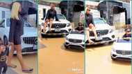 "The lifestyle cost": Mother and son with swag flaunt white Benz in video, Nigerians react