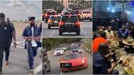 Davido shows off convoy of vehicles as he performs at Obi Cubana's Abuja restaurant