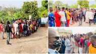 Anxiety ahead of Anambra election as voters storm INEC office to pick up PVCs, photos emerge