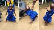 "She is 30 years old": Short girl in blue gown dances and whines waist boldly in public, receives cash