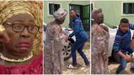 Mama Rainbow's reaction as Woli Agba twerks like a lady for her in video leaves many laughing