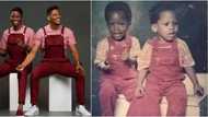 Fans gush as BBNaija Elozonam, twin brother recreate childhood photos for 35th birthday