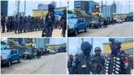 Ready for Obidient rally? Police officers take positions in iconic Lagos locations, photos emerge