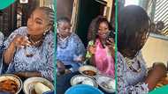 Siblings visit late father's favourite pounded yam spot to honour his memory: "He will be proud"