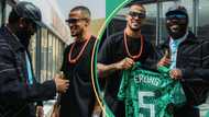 "Commendable G": Odumodu Blvck meets Eagles captain Ekong, hails him for giving him jersey