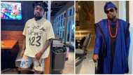 Yoruba angel: Nigerian American rapper Wale slays in blue agbada ensemble